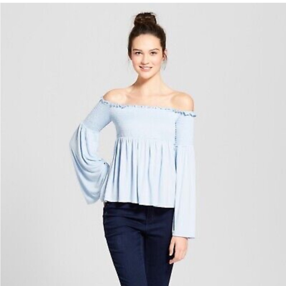 Mossimo Supply Co. Women's Long
Sleeve Off the Shoulder Top (light blue)new
